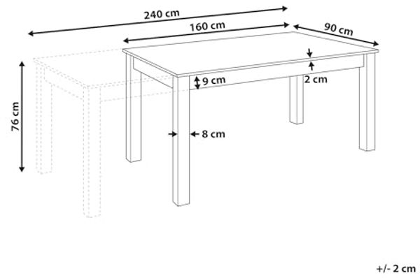 Ausziehbarer Esstisch MADURA Dunkle Esche 160 240 cm 90 cm Bild 3