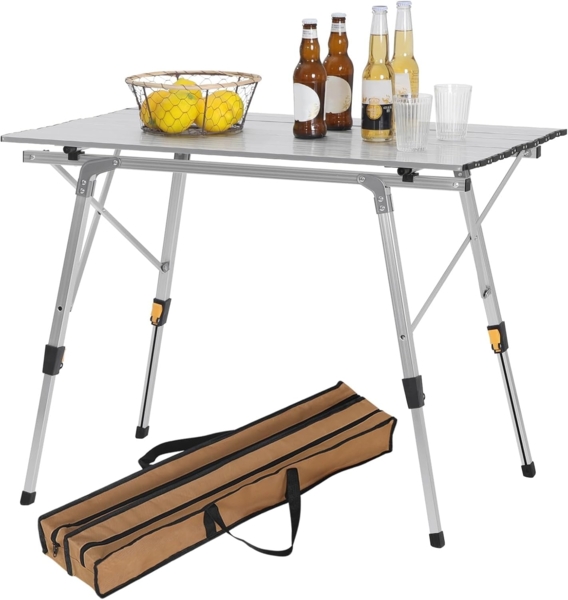 Woltu Campingtisch (1-St), aus Alu,höhenverstellbar, 90x52.2X(45-72) cm