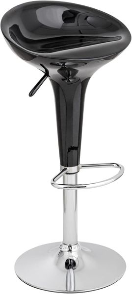 Baroni Home Drehbarer Barhocker mit Verstellbarer Höhe, Sitz aus verchromtem Kunststoff, mit Fußstütze und kratzfestem Boden, Hocker, Küche, Restaurant, Halbinsel, 40 x 4 x 59-79 cm, Schwarz 1 Stück