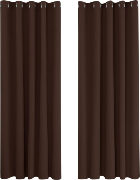 Deconovo Vorhang Verdunkelung Ösen Gardinen Wohnzimmer Gardine Blickdicht, 229x168 cm(HöhexBreite), Dunkelbraun, 2er Set