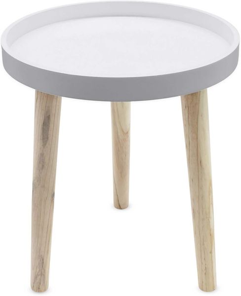 Deko Holz Tisch 36x30 cm - weiß - Kleiner Beistelltisch Couchtisch Sofatisch