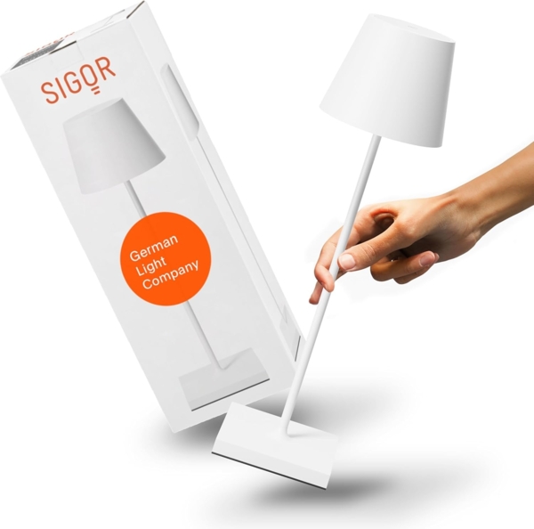 SIGOR LED Tischleuchte Akku-Tischleuchte, Dimmbar, LED fest integriert, Warmweiß