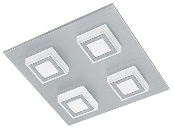 Eglo 94508 Wandleuchte/Deckenleuchte LED MASIANO alu-gebürstet L:27cm B:27cm H:5,5cm max. 4X3,3W