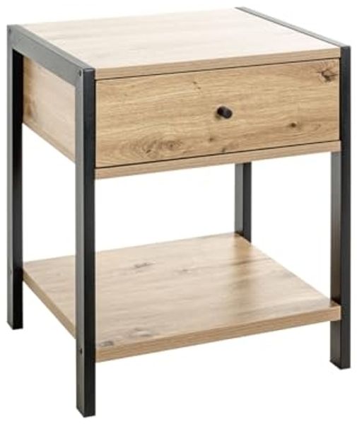 HAKU Konsole Eiche hell, schwarz, MDF, Metall - Maße: B 48 x H 60 x T 43 cm, Style: Modern
