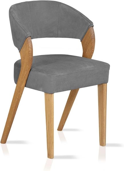 Möbel-Eins ALONA Polsterstuhl, Material Massivholz/Bezug Kunstleder grau Eiche