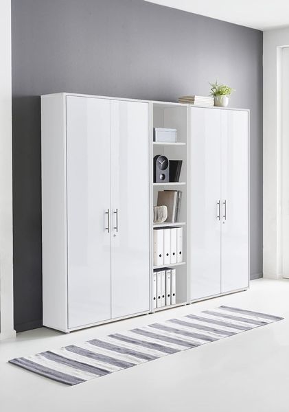 BMG Möbel Aktenschrank Büromöbel Office Edition 10 (Aktenschrank Regal Set, besteht aus 2x Aktenschrank und 1x Regal) mit viel Stauraum, abschließbar