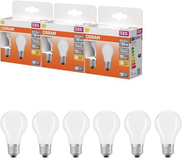 OSRAM LED-Lampe Star Miniballform P40 Filament, 2700 K warmweiß, 3,4 W, E27, matt, 470 lm, 15.000h, für Tisch- und Pendelleuchten, blendfrei
