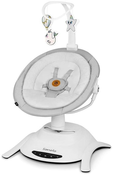 LIONELO Bella Elektrische Babywippe 360o für Babys bis 9 kg, verstellbare Rückenlehne, 5 Schaukelgeschwindigkeiten Sicherheitsgurt Erkennung von Bewegungen Anti-Rutsch Bild 4