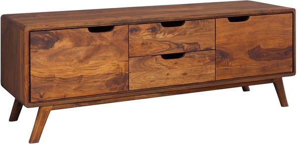 Lowboard Sheesham 134x40x49 dunkelbraun gewachst MALMÖ 2 #102