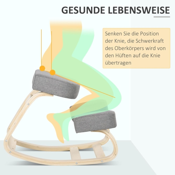 Vinsetto Stuhl Ergonomischer Kniestuhl zur Verbesserung der Körperhaltung (Gesundheitsstuhl, 1 St), für Zuhause, Büro, Grau Bild 6