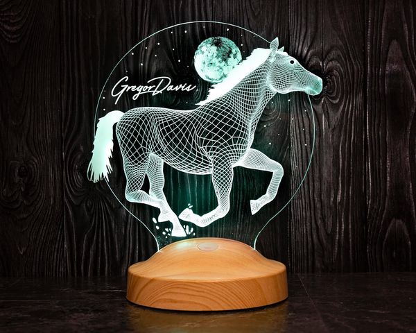Geschenkelampe LED Nachttischlampe Pferd 3D Nachtlicht für Reiterin und Reiter und Pferdeliebhaber, Leuchte 7 Farben fest integriert, Geburtstagsgeschenk für Freunde, Mädchen, Jungen