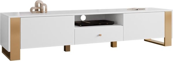 TV-Lowboard Loutio 2K1SZ (Farbe: Weiß)