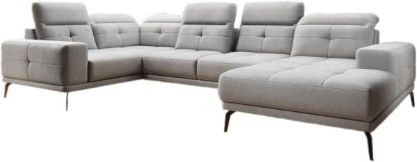 Designer Sofa Nerio mit verstellbarer Kopf- und Rückenlehne Samt Hellgrau Rechts