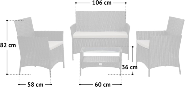 SVITA BROOKLYN Polyrattan Sitzgruppe Balkon Rattan Lounge Gartenmöbel Set braun Bild 9