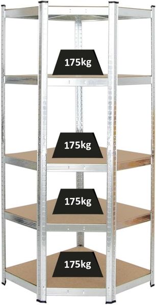 PROREGAL Eckregal Ragnar 1x: 180 x 70 x 40 cm Verzinkt Fachlast 175kg, Kellerregal, Steckregal, Garagenregal, Lagerregal