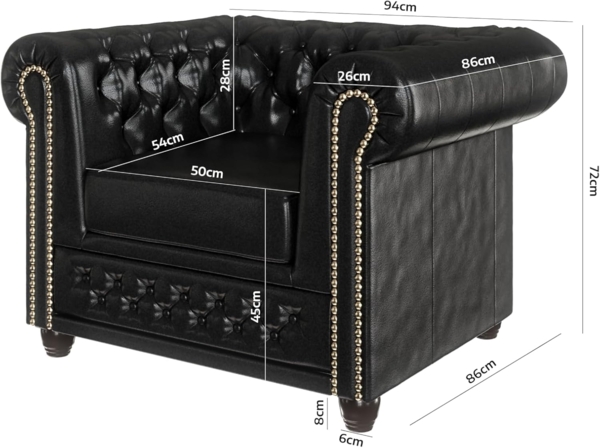 S-Style Möbel Chesterfield-Sessel Jeff aus veganem Leder mit Holzfüßen, mit Wellenfederung Bild 3