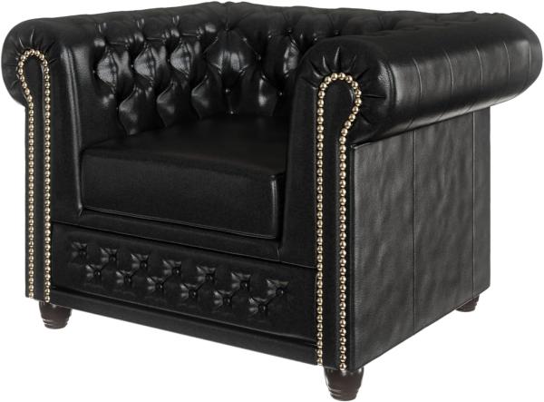 S-Style Möbel Chesterfield-Sessel Jeff aus veganem Leder mit Holzfüßen, mit Wellenfederung