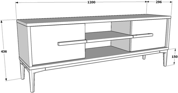 Hanah Home Stylish TV Stand, Oak & White, 120 x 43.6 x 29.6 cm | 100% Melamine Coated Particle Board, 18 mm Thick | Modern Design for Living Room & Entertainment Spaces Bild 5