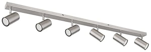 Spotlampe, Metall, Nickel matt, 6 Flammig, L 115cm