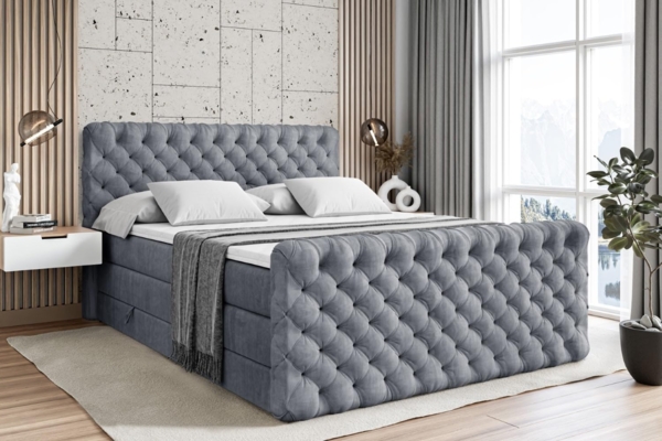 ALTDECOR Boxspringbett BOXI8-Z KING (Multipocket-Matratze H4 und H3 Matratze Bonellfederung Topper Kopfteil)