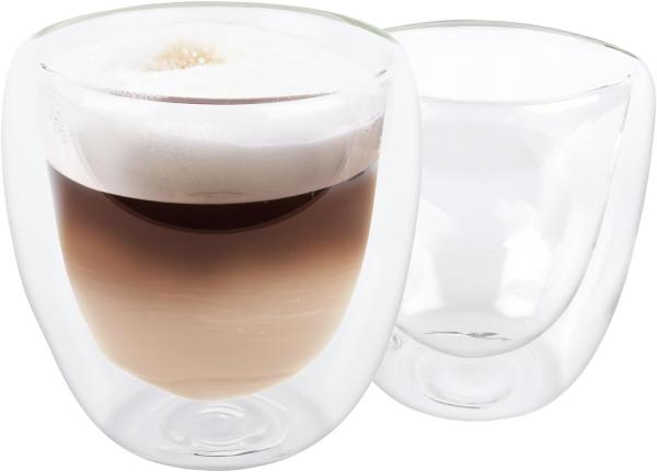 Axentia 2er Set Doppelwandiges Kaffeeglas , Isolierglas, 250 ml für Tee, Kaffee, Heißgetränke