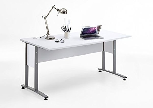 'Calvia 2' Schreibtisch mit Metallkufen, weiß, 75 x 160 x 80 cm