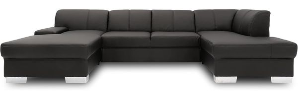 DOMO collection Star Wohnlandschaft, U-Form, Polstergarnitur, Sofa, Couch 150 x 304 x 150 cm in Kunstleder schwarz
