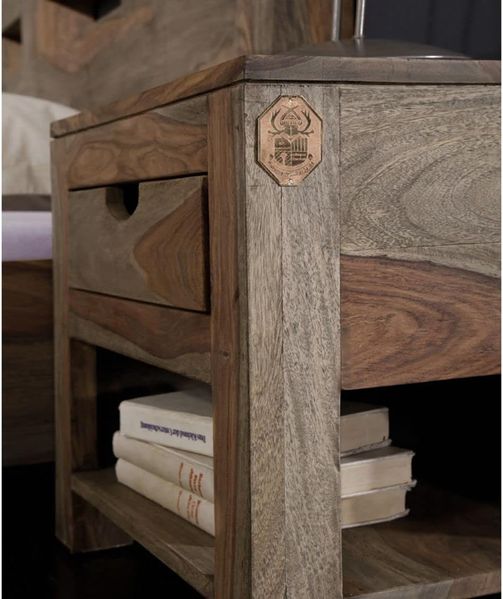 Nachttisch Sheesham 50x35x45 grau geölt NATURE GREY #91