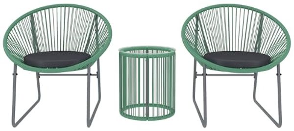 Outsunny Sitzgruppe für 2 Personen, 3-teilig, wetterfest, (Polyrattan Gartenmöbel Set, 3-tlg, Outdoor Lounge Balkonmöbel), für Garten, Terrasse Balkon, Grün