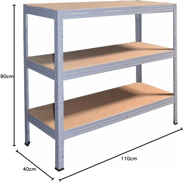 shelfplaza PRO 90x110x40 cm Schwerlastregal in grau mit 3 Böden und 200 kg Traglast pro Boden Bild 2