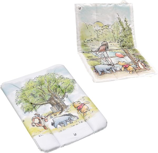 keeeper Winnie Puuh-Set Wickelunterlage amelia für Tisch, Kommode etc. + Wickelunterlage antek für unterwegs, Bequeme Liegefläche, Einfache Reinigung, Weiß
