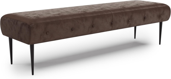 CAVADORE Sitzbank Amba, Trendige Polsterbank 3-sitzig für Küche, Esszimmer oder Wohnküche / Küchenbank passend zum 3-Sitzer Amba / 159 x 52 x 54 / Hochwertiges Mikrofaser: Braun