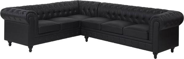 Ecksofa Kunstleder schwarz rechtsseitig CHESTERFIELD