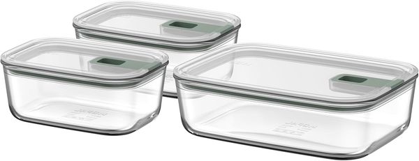Mepal Vorratsdose Easy Clip Frischhaltedose 3-tlg, nordic sage, Glas / Silikon