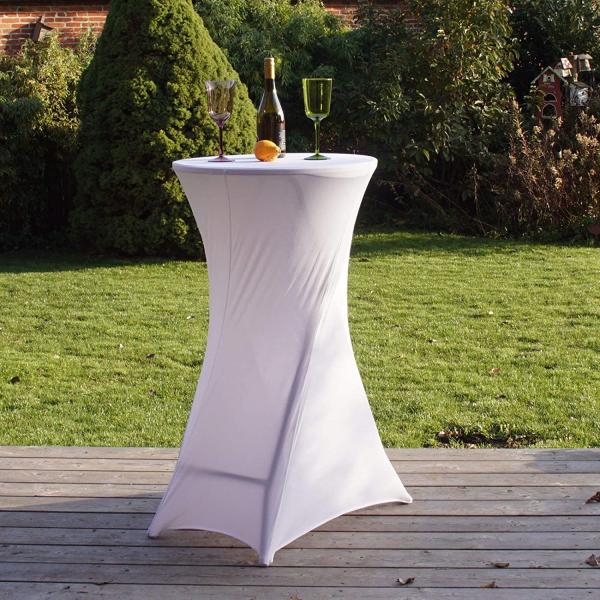 TRUTZHOLM Stehtisch Stehtisch mit weißer Husse klappbar Ø 60cm Bistrotisch Stehtisch Klapp (Set), wetterfest,zusammenklappbar