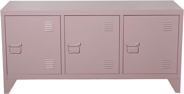 DRW TV-Schrank mit 3 Türen aus Metall, Rosa, 40 x 120 x 58 cm