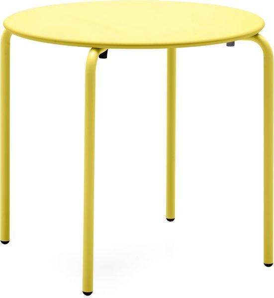 Connubia, Outdoor Beistelltisch Easy, Beine Zitrone matt, Tischplatte Metall Zitrone matt, 80 x 80 x 75 cm