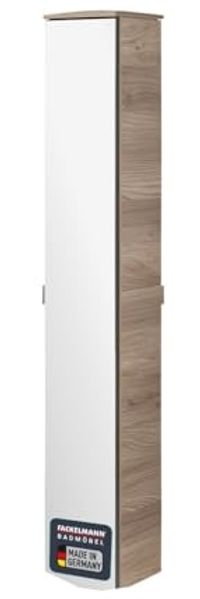FACKELMANN LUXOR Hochschrank 20 cm breit, Braun hell, Türanschlag rechts + Spiegel