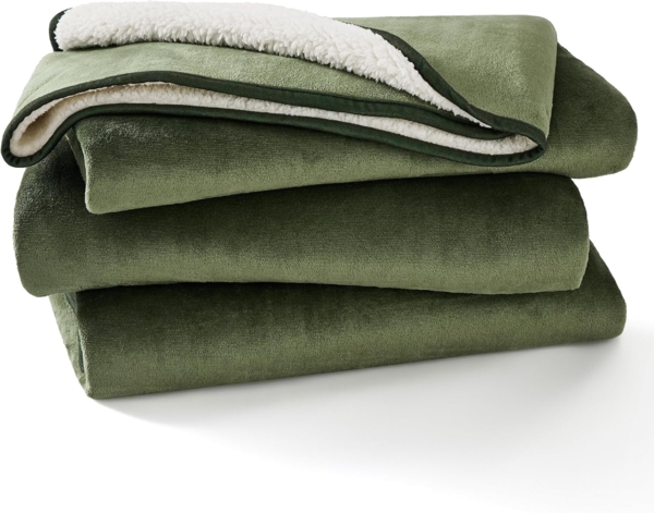 Lesure wasserdichte Hundedecke Grosse Hunde - 152x203 cm waschbar Hundedecke Outdoor, XL Hundedecke Sofaschutz aus Sherpa Fleece, Katzendecke flauschig für Couch, Olivgrün Bild 9