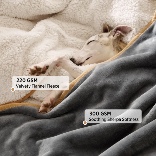 Lesure wasserdichte Hundedecke Grosse Hunde - 152x203 cm waschbar Hundedecke Outdoor, XL Hundedecke Sofaschutz aus Sherpa Fleece, Katzendecke flauschig für Couch, Olivgrün Bild 3