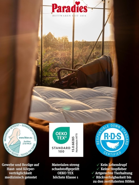 Paradies Daunenbettdecke Elma 90, Füllung: 90% Daunen, 10% Federn, Bezug: 100% Baumwolle, natürliche Leichtigkeit Bild 7