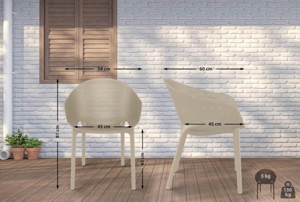 CLP 4er Set Stühle Sky Pro stapelbar und mit modernem Design,taupe Bild 2