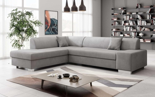 Designer Sofa Pina mit Schlaf- und Klappfunktion Samt Hellgrau Links Bild 3