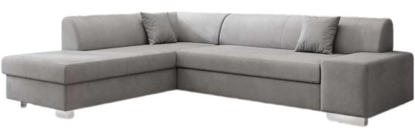 Designer Sofa Pina mit Schlaf- und Klappfunktion Samt Hellgrau Links