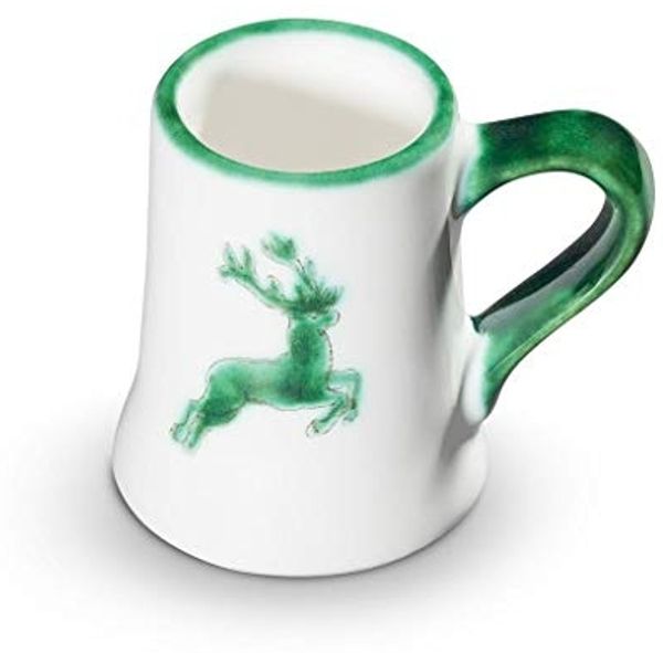 Grüner Hirsch, Stamperl (Höhe 5,5cm) - Gmundner Keramik Becher - Mikrowelle geeignet, Spülmaschinenfest