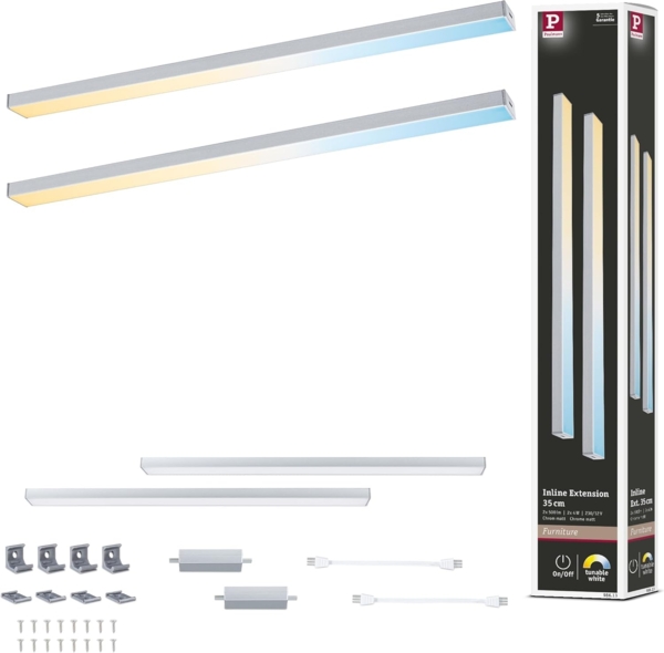 Paulmann LED Lichtleiste Inline Erweiterung chrom matt 35 cm TW 2er Set