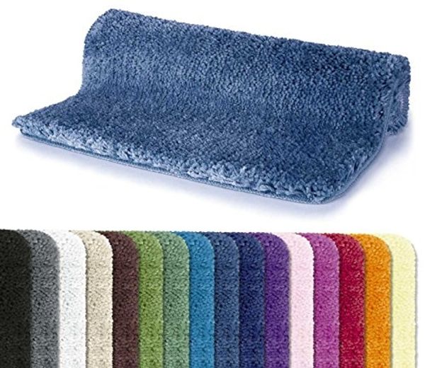 Spirella Badteppich Badematte Duschvorleger Mikrofaser Hochflor | flauschig | rutschhemmend | geeignet für Fußbodenheizung | 70x120 cm | Himmelblau