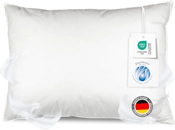 ZOLLNER Kopfkissen, Füllung: 90% Federn, 10% Daunen, Seitenschläfer, anti-allergisch, milbenresistent, weich, 60 x 80 cm, 90% Federn, 10% Daunen, vom Hotelwäschespezialisten