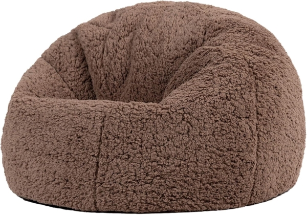 Icon Kingston Sitzsack Kinder, Mokkabraun, Fleece Stoff, Sitzsack mit Füllung, Bequemer Kinder Sessel, Kuschelsessel, Lese Sessel, Schlafzimmer, Kinderzimmer, Wohnzimmer