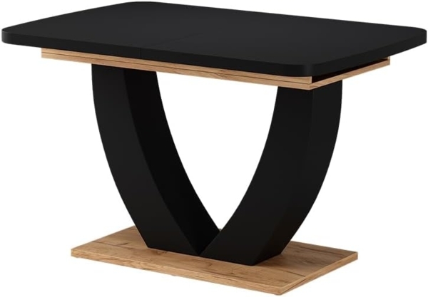 Esstisch Fenaro Schwarz/Goldkraft Eiche 120 x 80 cm ausziehbar Vicco